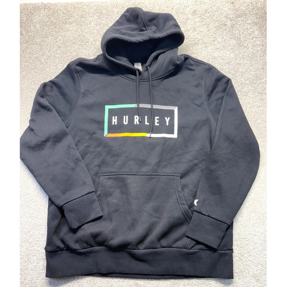 Hurley Mens Black Graphic Logo Pullover Hoodie Sweatshirt‎ XL